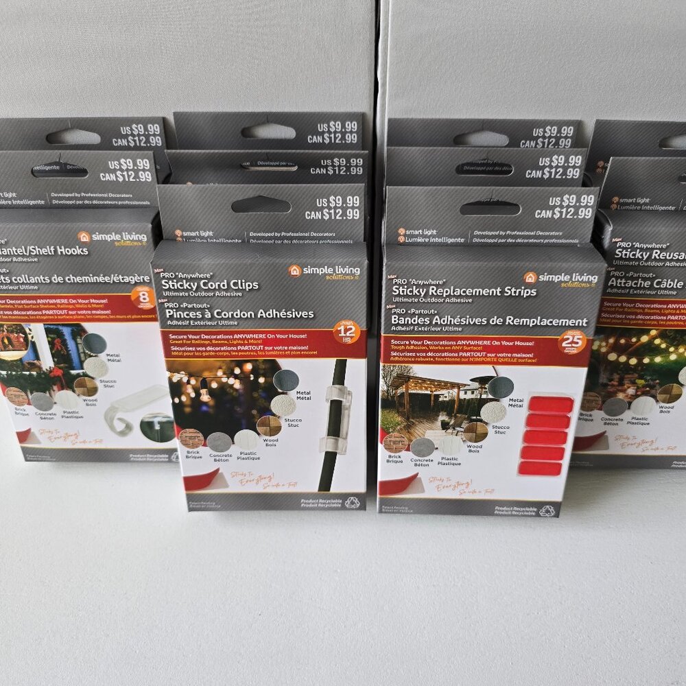 ADHESIVE hooks, clips, ties-VARIETY-10 Packages for organizing